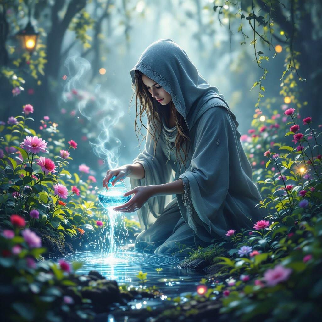 Fantasy Gardener Uses Magic Water for Vibrant Plants