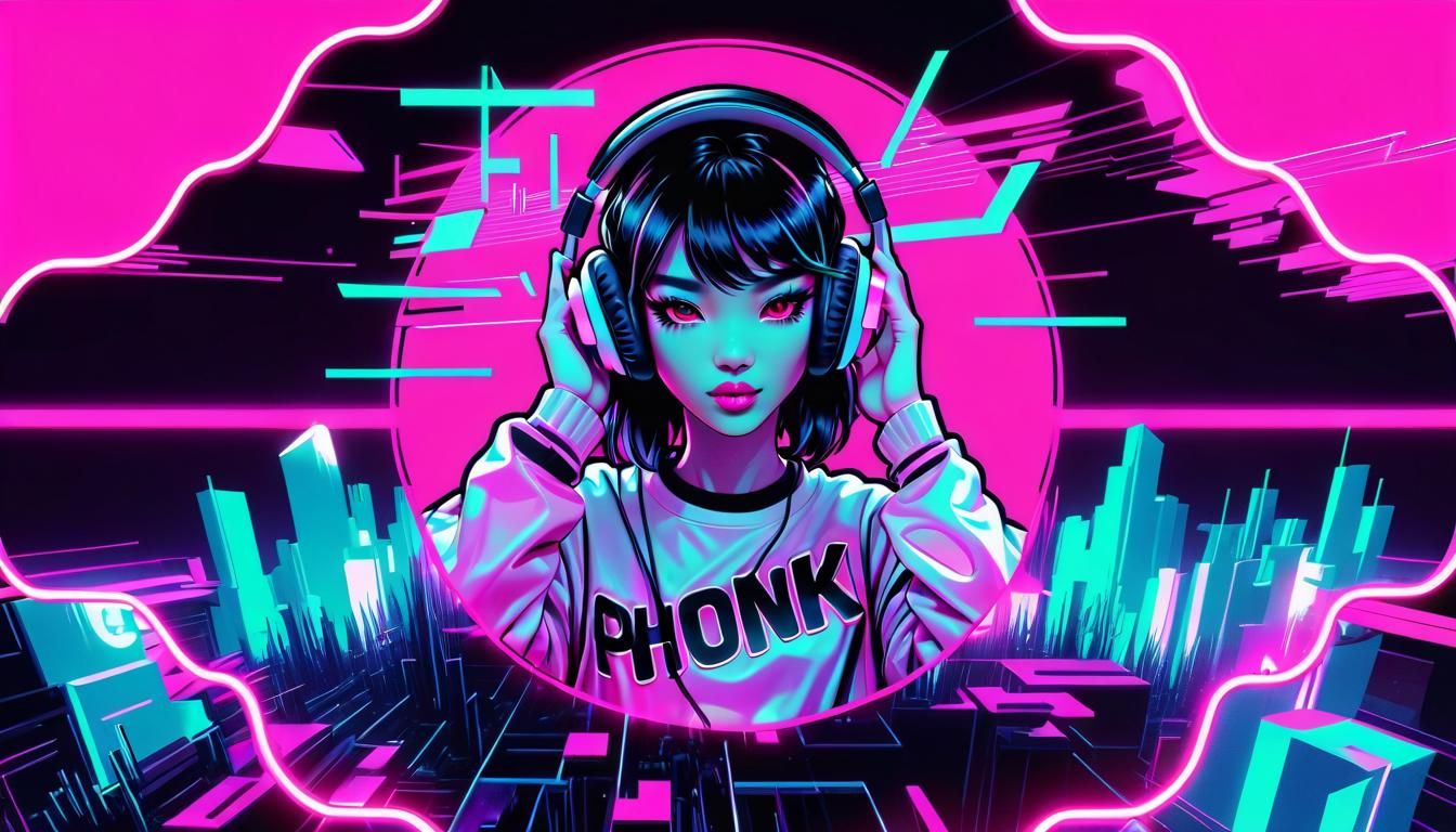 K-Pop DJ in Glitchcore PHONK Pop Art