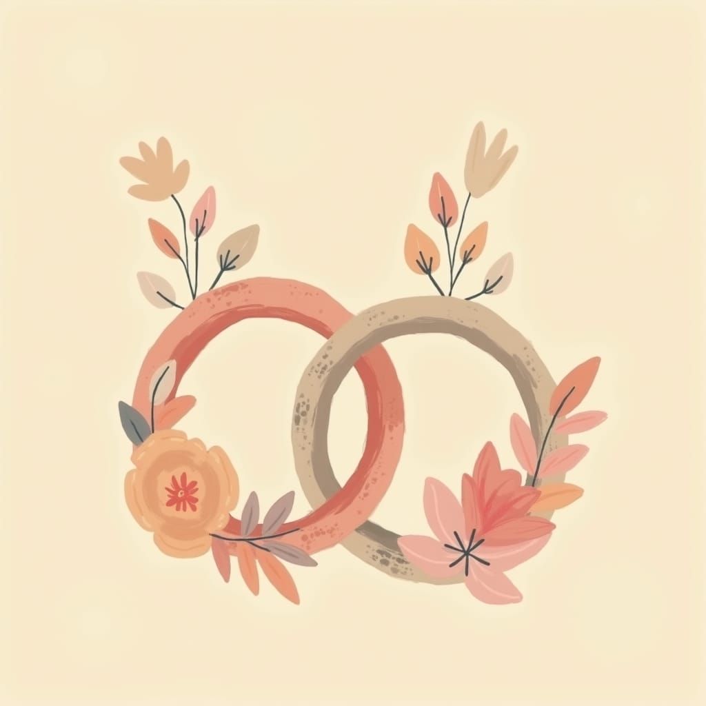 Warm Graphic of Intertwined Rings in Pastel Hues