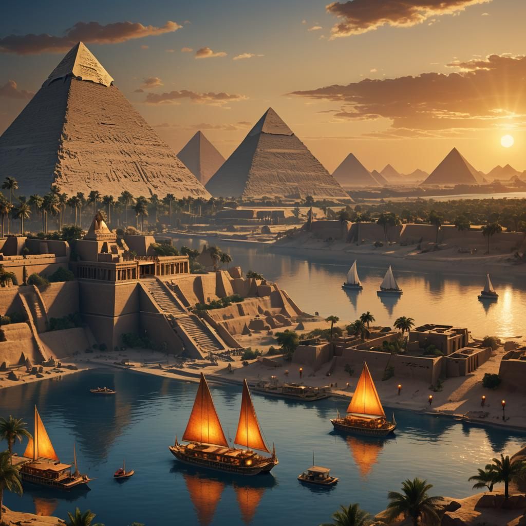 Nefertiti and the Pyramids: Fantasy Concept Art