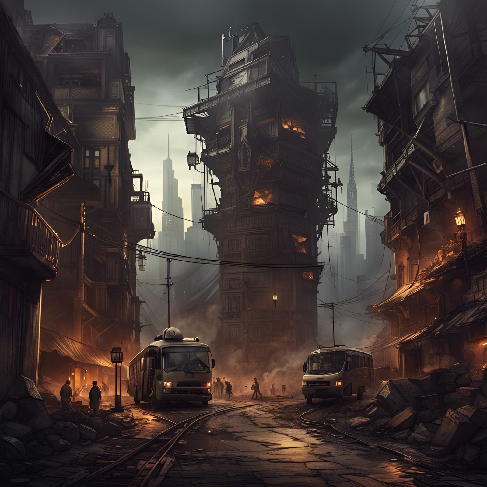 Hyperdetailed Burnt City Concept Art