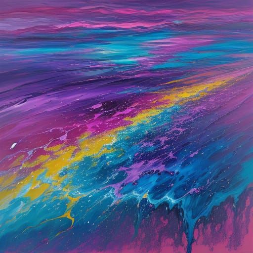 Abstract Beach Scene with Geometric Shapes