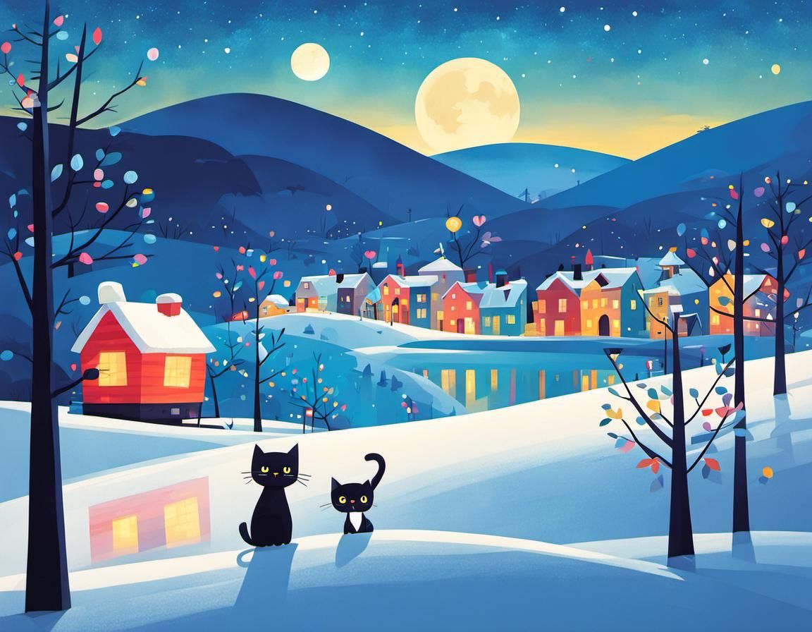 Whimsical Cat Portrait in Cartoon Style