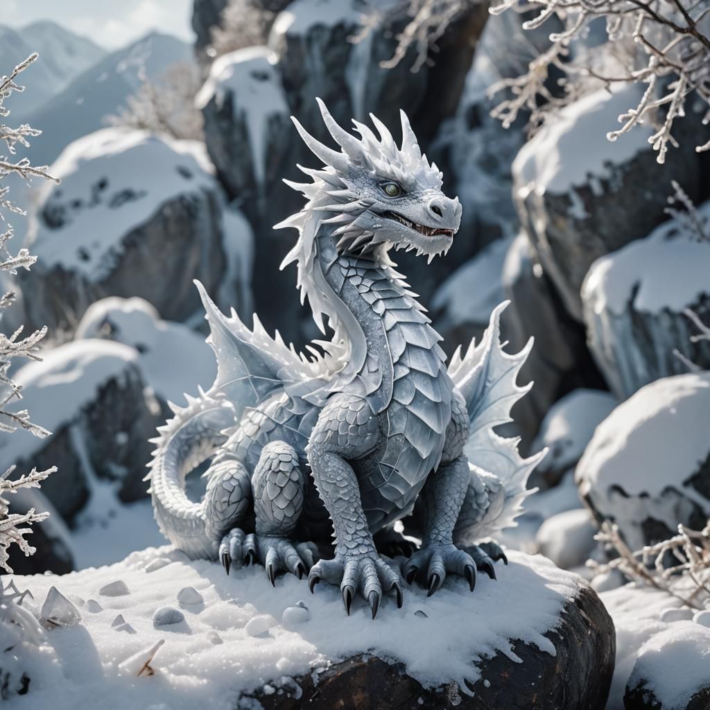 Cute Ice Dragon Macro Photograph