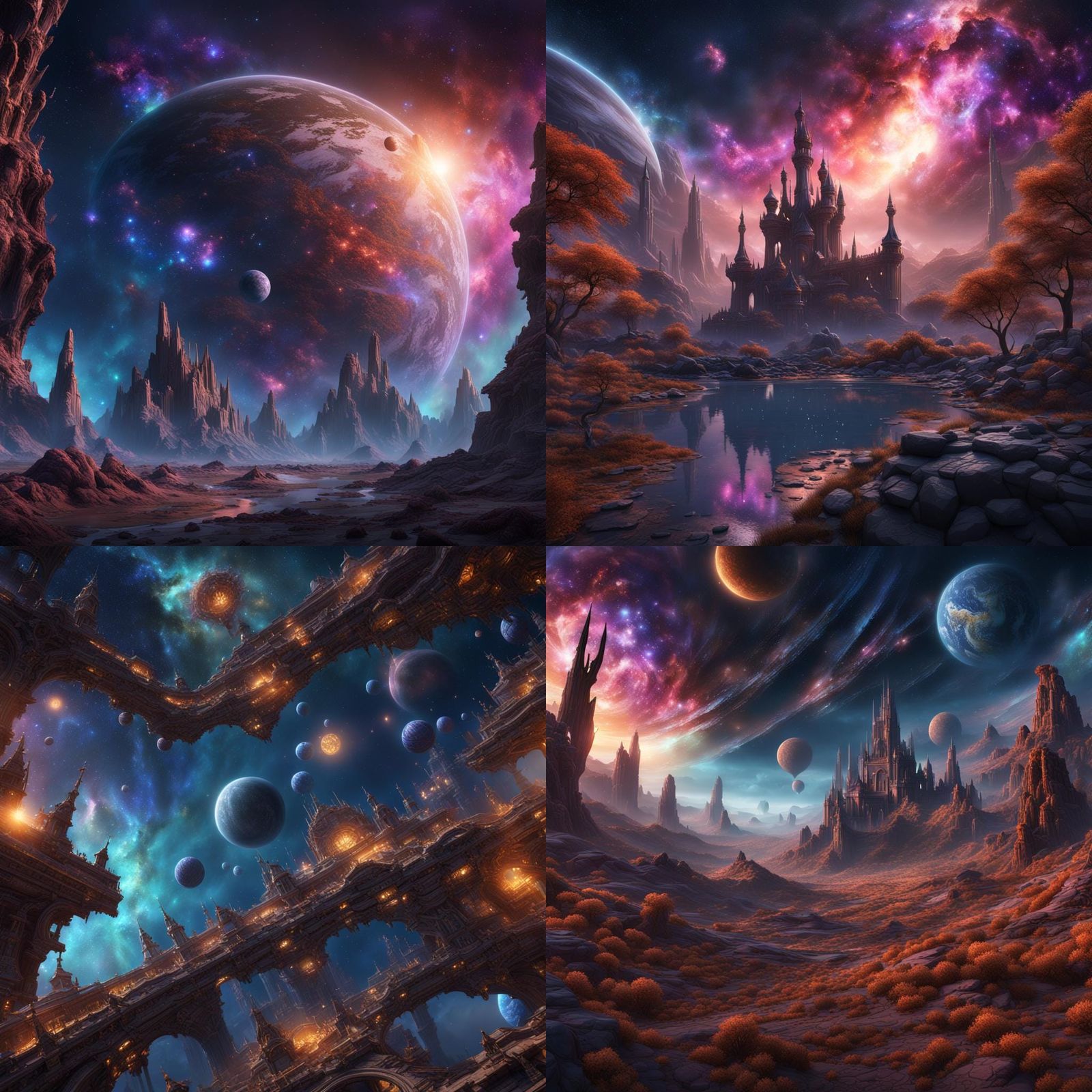Fantastical Galaxy in Deep Color, Detailed Matte Painting