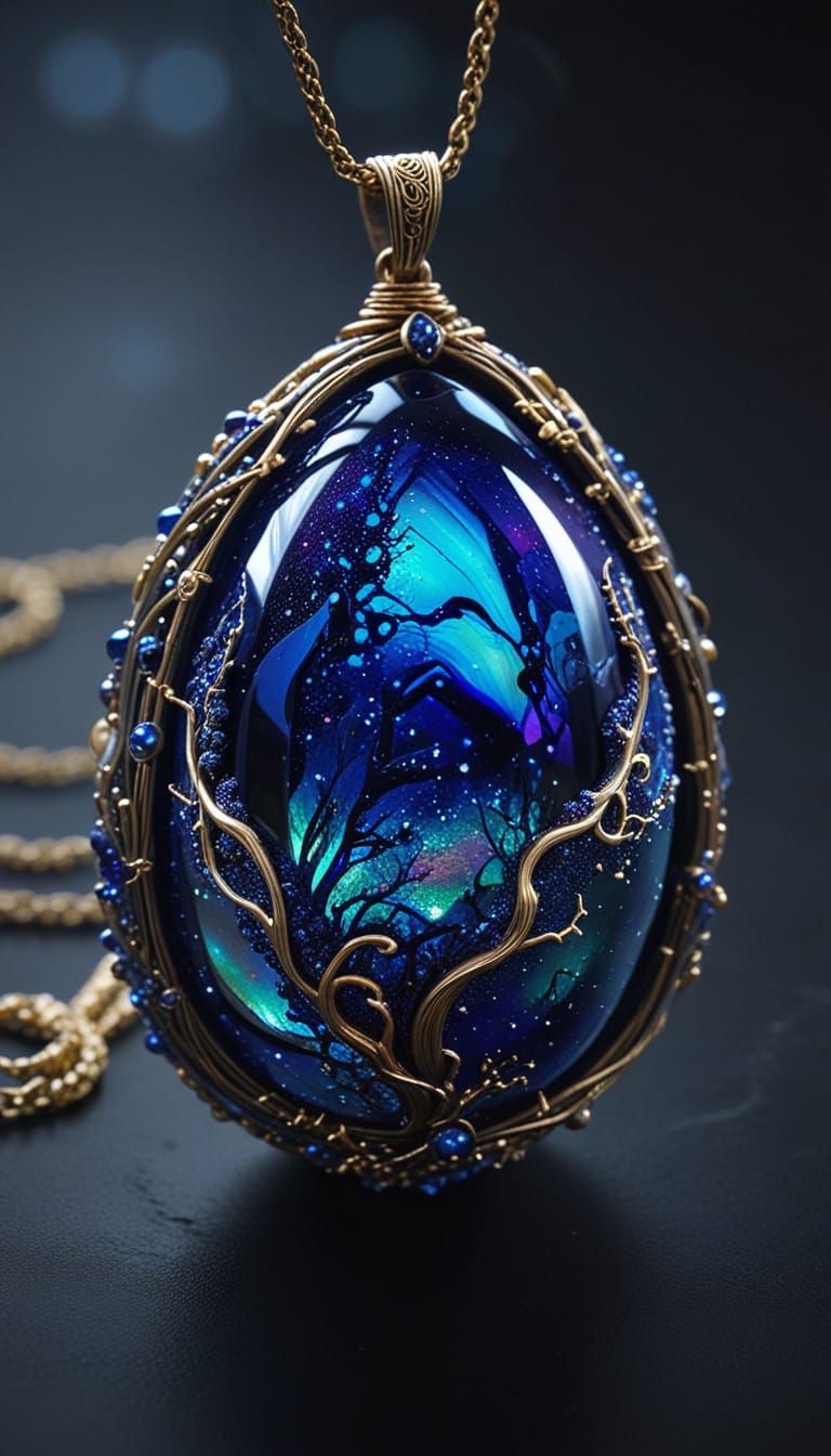Luminous Cobalt Unicorn Geode Pendant