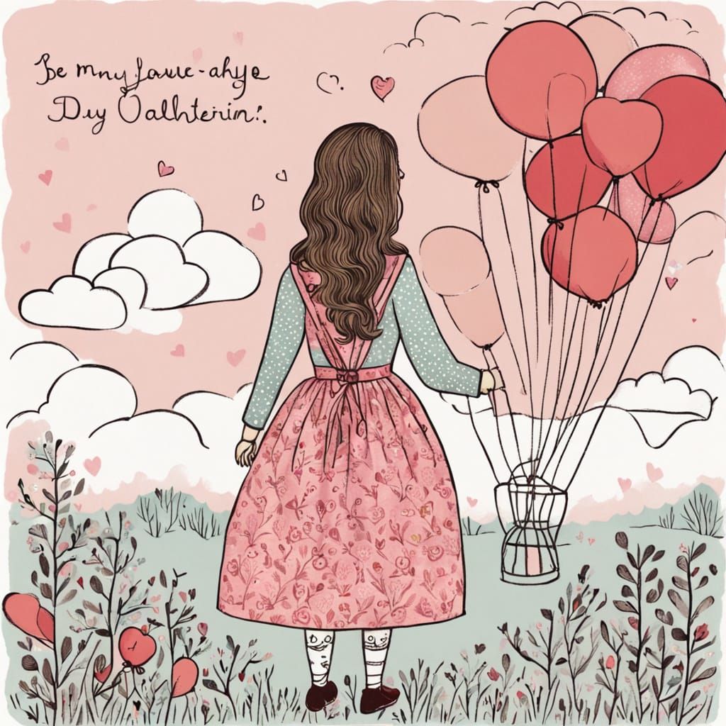 Cherubic Girl in Pastel Pink and Red Ombre Background