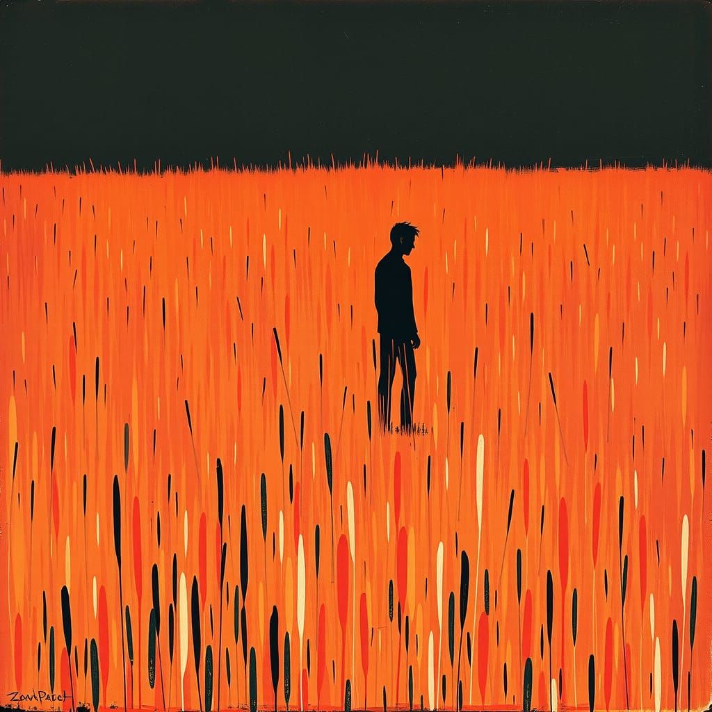 Abstract Figure in Rye Field, Suprematism Style