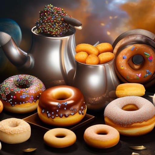 Donuts in Hyperdetailed Digital Airbrush Style