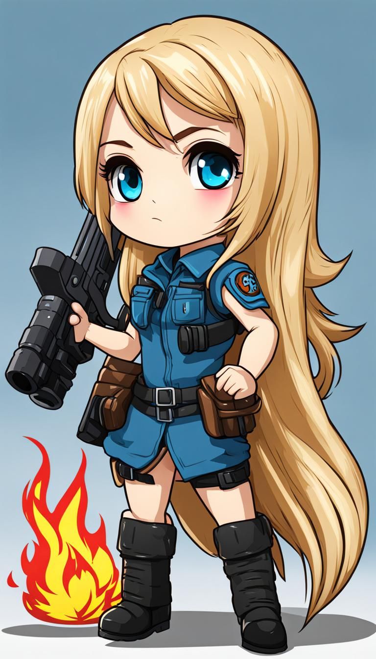 Chibi Girl with Molotovs