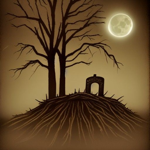 Night Ghoul Digging in Misty Graveyard