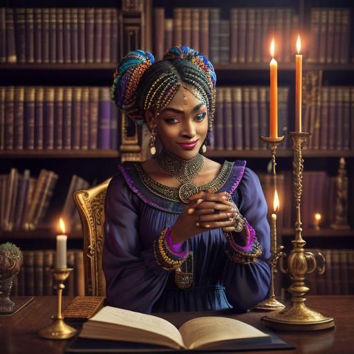 Girl with Candles: Hyperrealistic Portrait