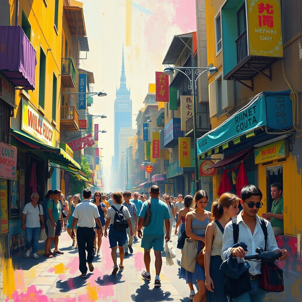 Dynamic Street Scene with Vivid Colors