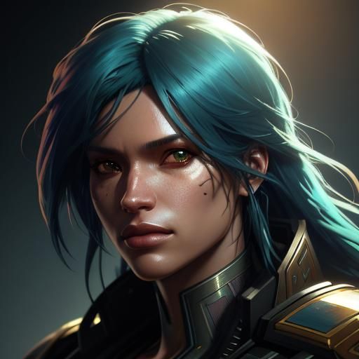 Tropicalpunk Portrait with Volumetric Lighting