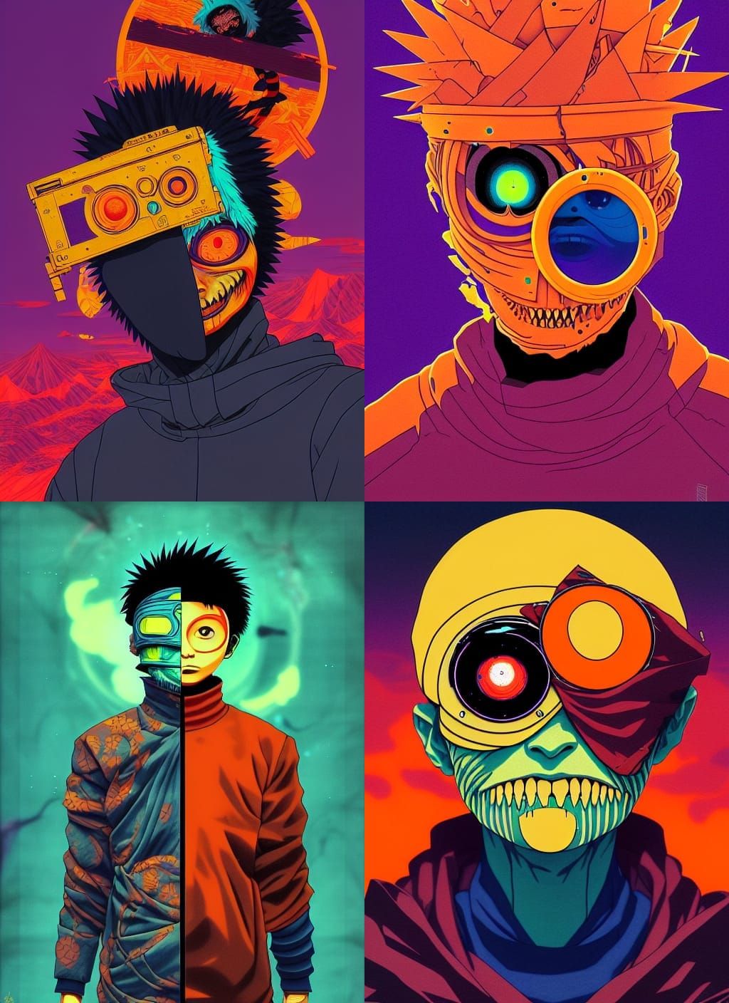 Obito in Glitchcore Style Parallel Universe Portrait