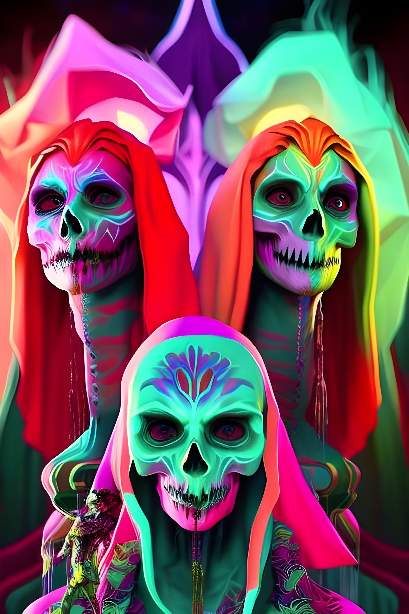 Neon Day of the Dead Skull Revelry