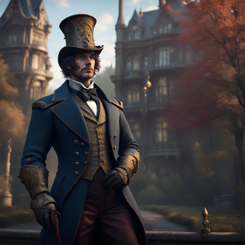 Victorian Knight with Top Hat in Detailed Painting