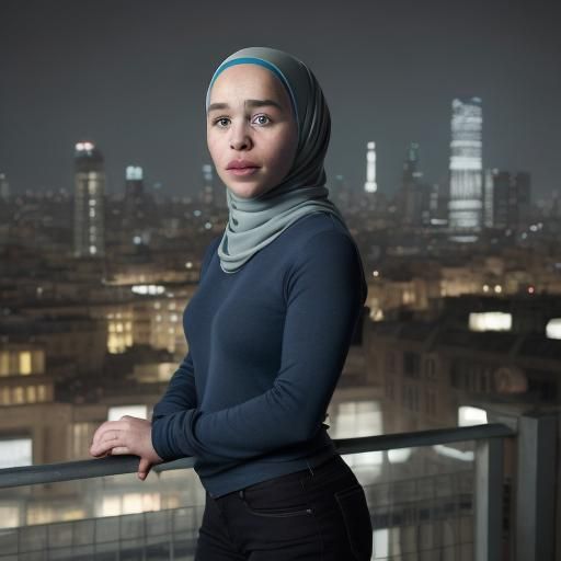 Emilia Clarke in Hijab with Dragon, Professional Portrait