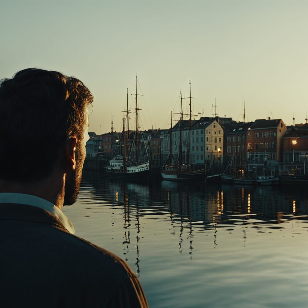 Hyperrealistic Port Scene at Golden Hour