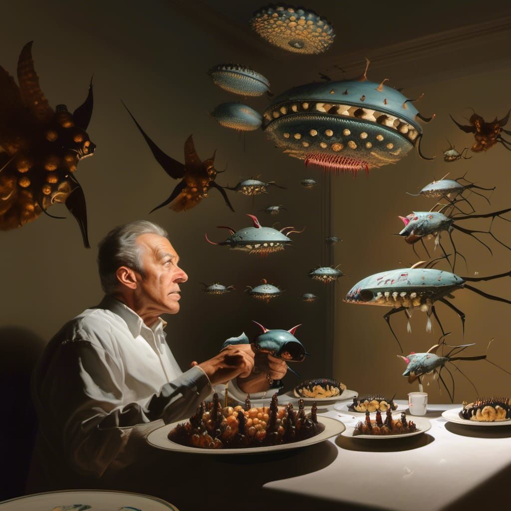 Abstract Alien Portraits in Bizarre Surreal Scene