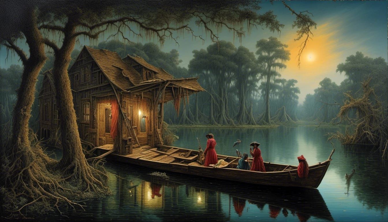 Bayou Fantasy Trompe-l'oeil Painting