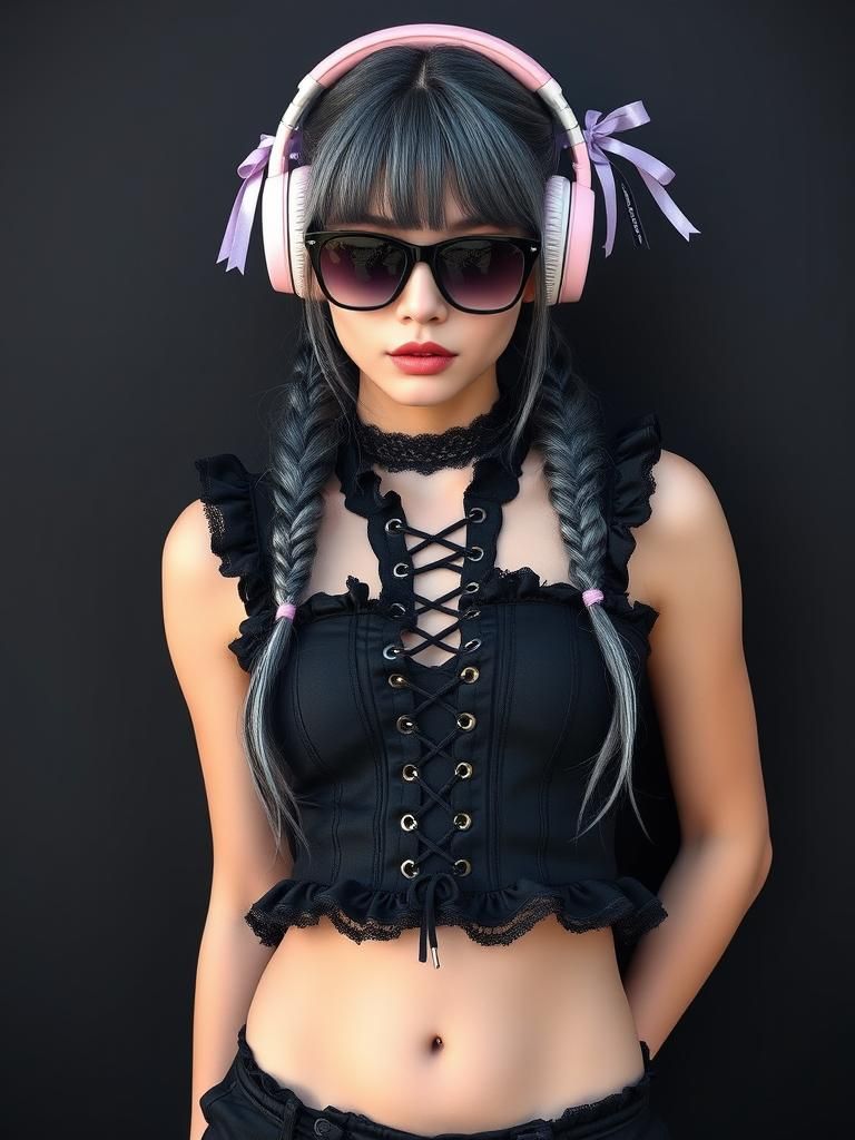 Gothic Woman Portrait in Black Street Attire