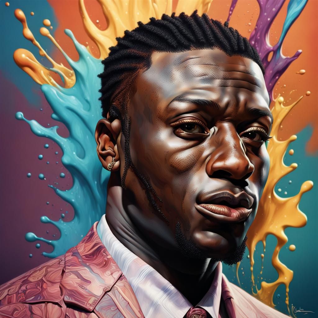 Hyperrealistic Portrait of Gucci Mane in Splash Art Style
