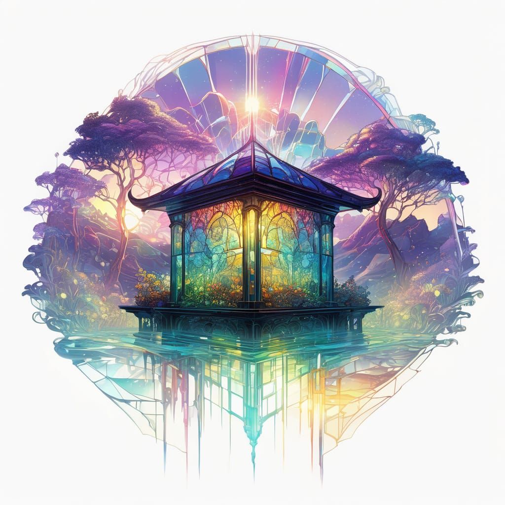 Surreal Stained Glass Masterpiece in Hyper-Realistic Digital...