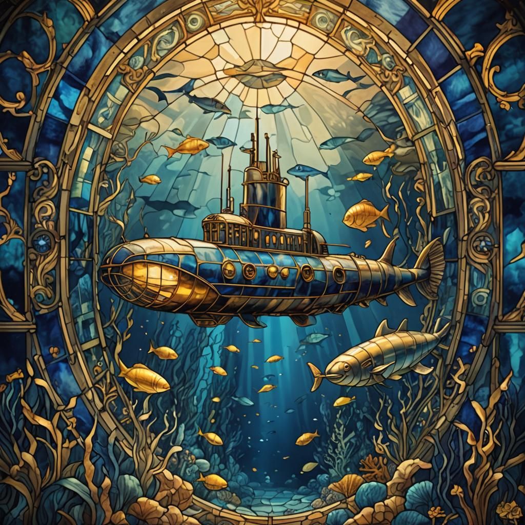 Stained Glass Submarine at Twilight