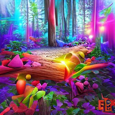 Colorful 3D Magical Forest Illustration in 8K