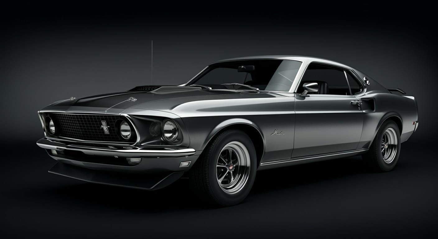 Vintage American Muscle Car Revival in Studio Lighting