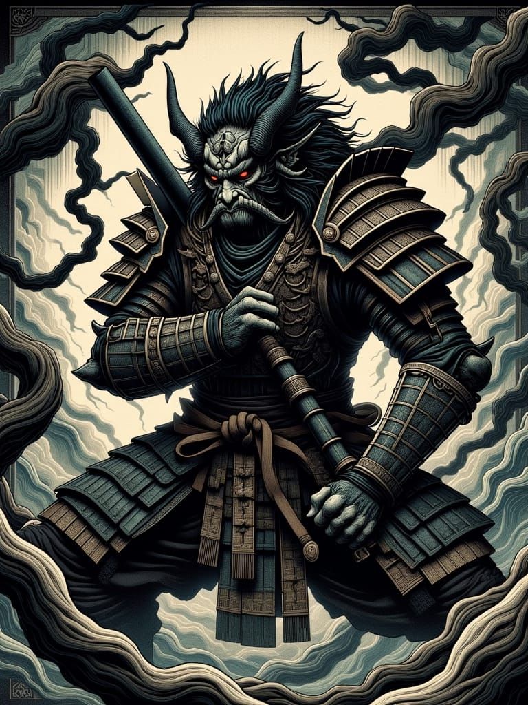 Brutish Reptilian Warrior with Tetsubo in Dark Fantasy