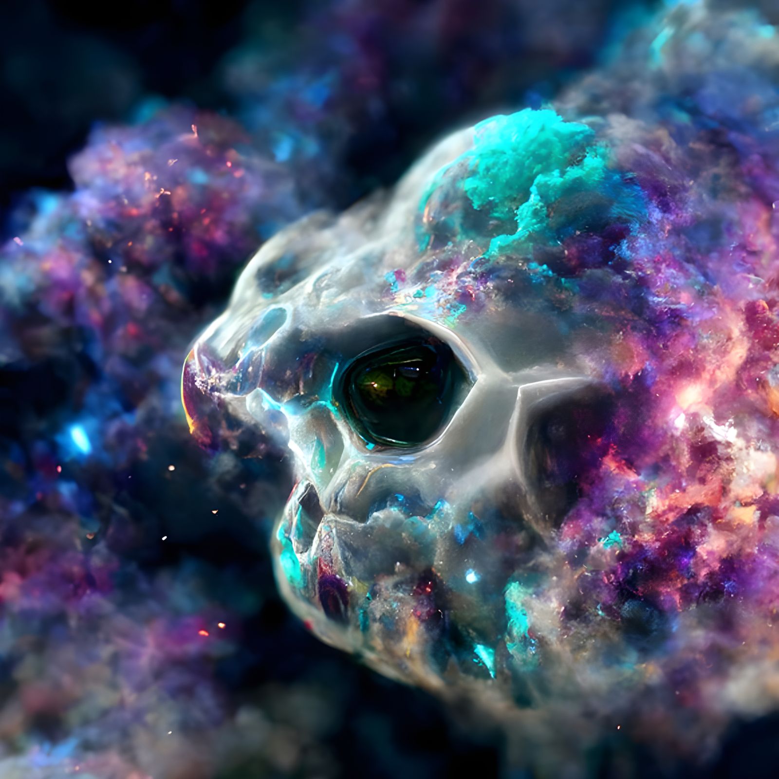 Photorealistic Skull Nebula in Deep Space