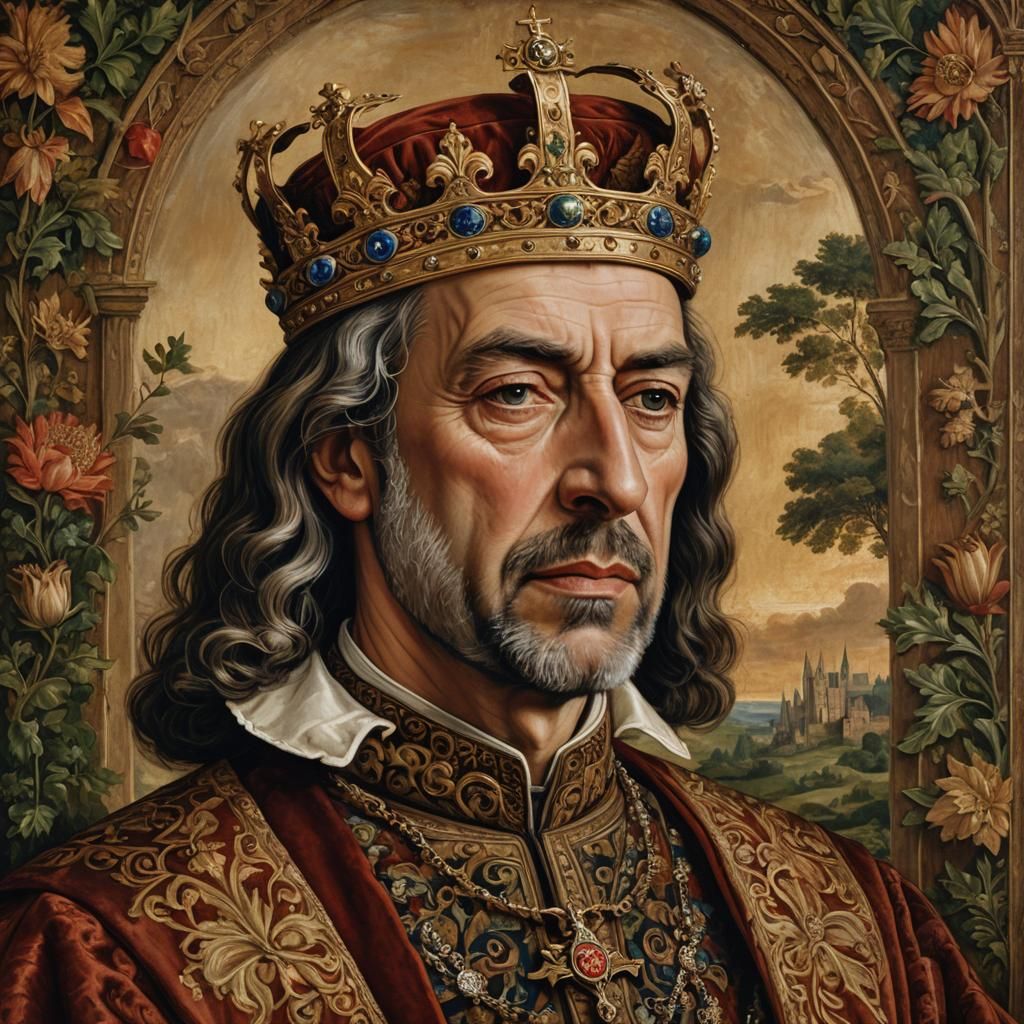 Medieval King in Realistic Oil Painting Style