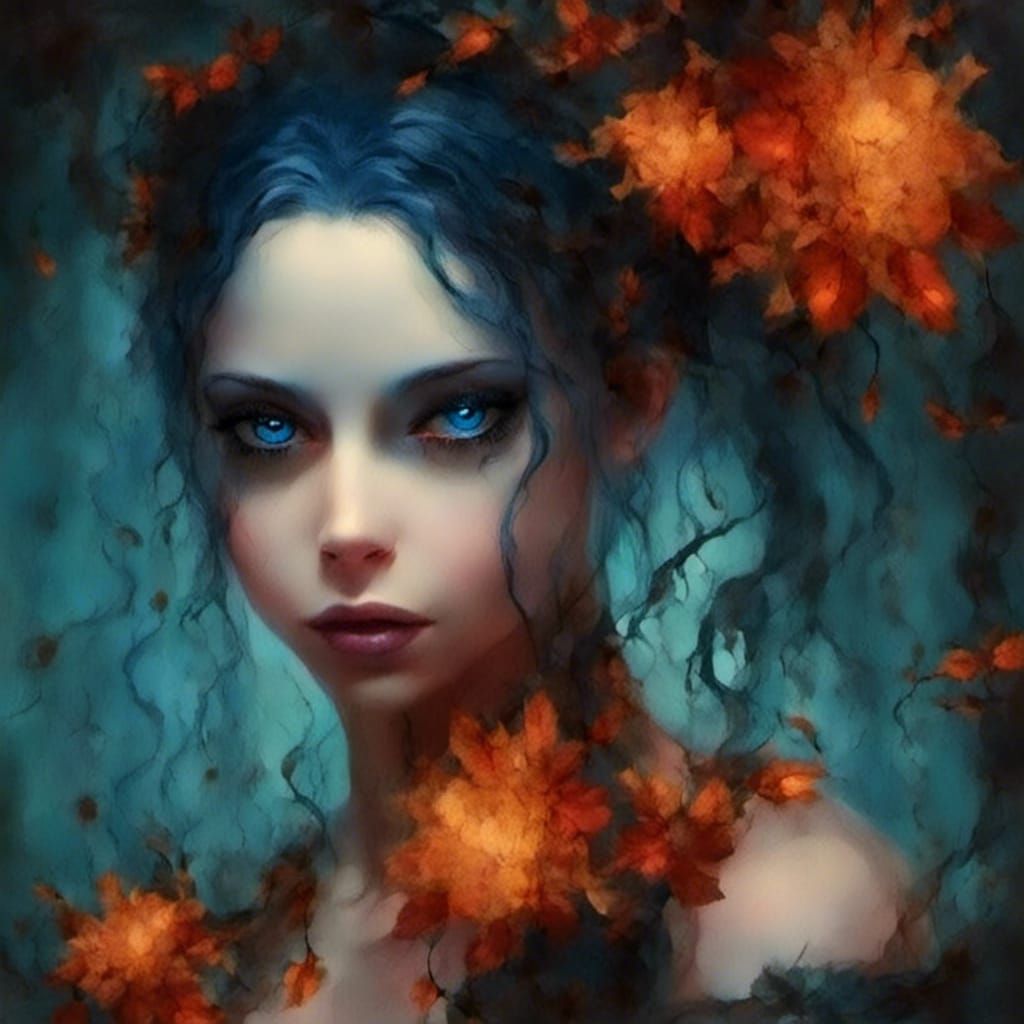 Wednesday Addams Fairy in Alcohol Ink Style