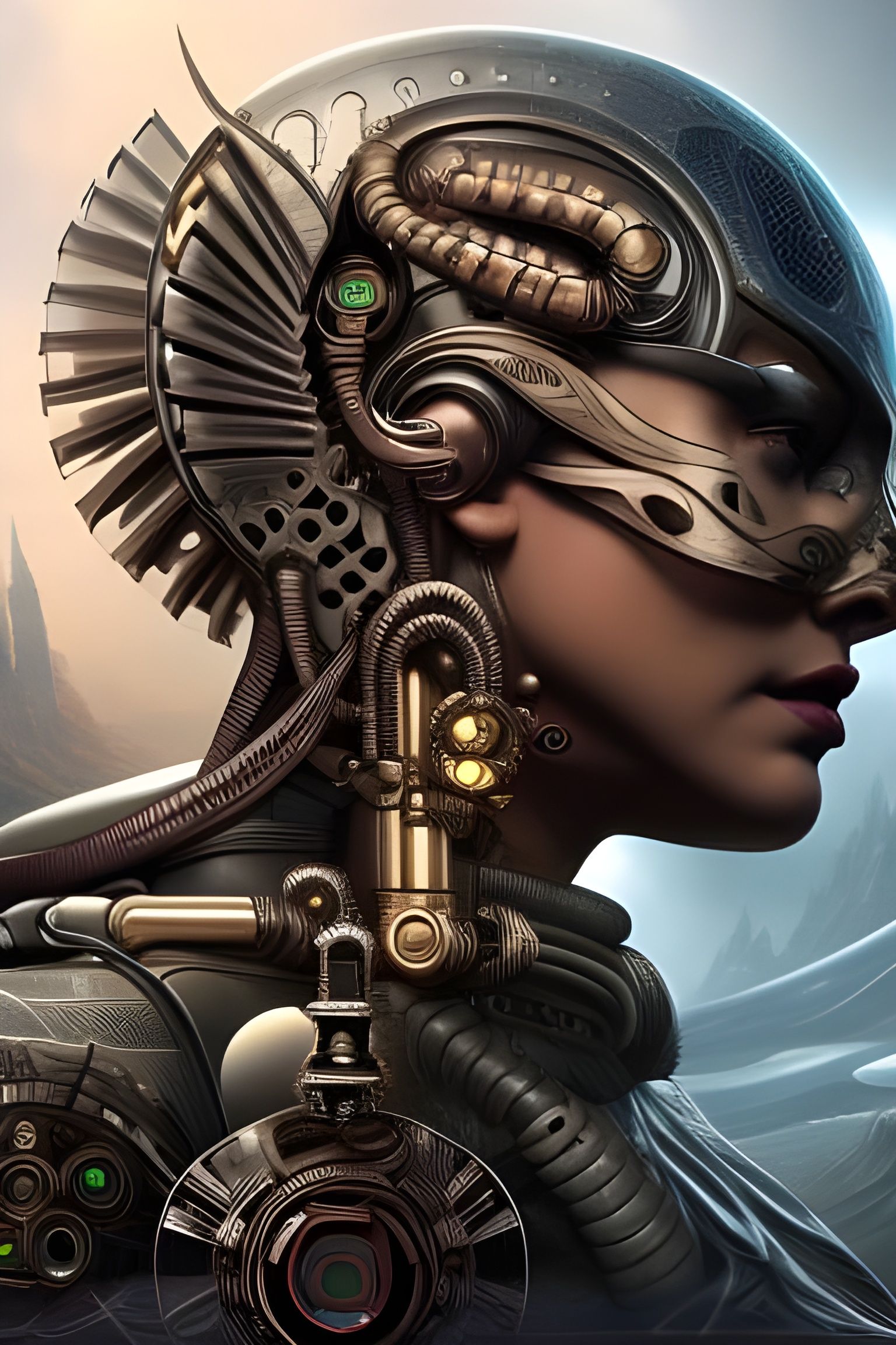 Evil Steampunk Cyborg Portrait in Detailed Digital Art