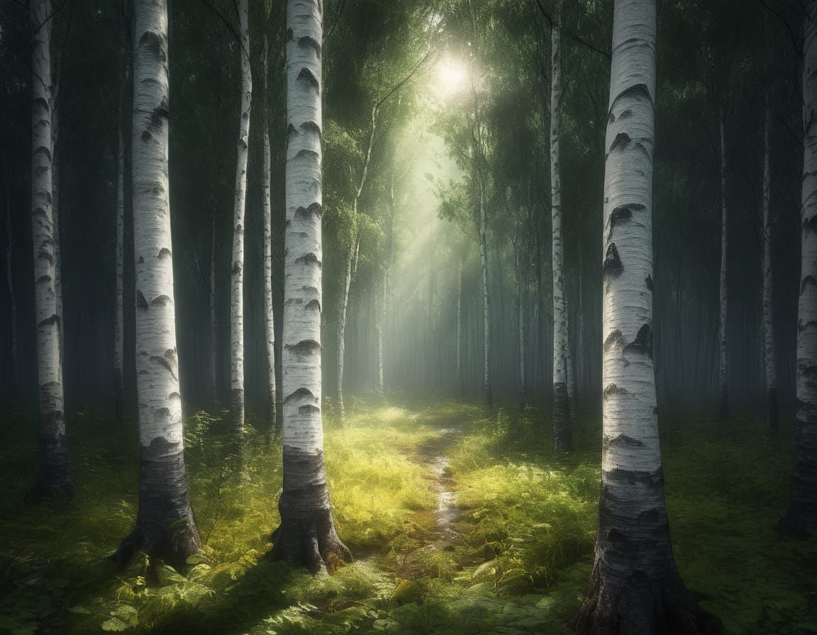 Birch Forest in Morning Light