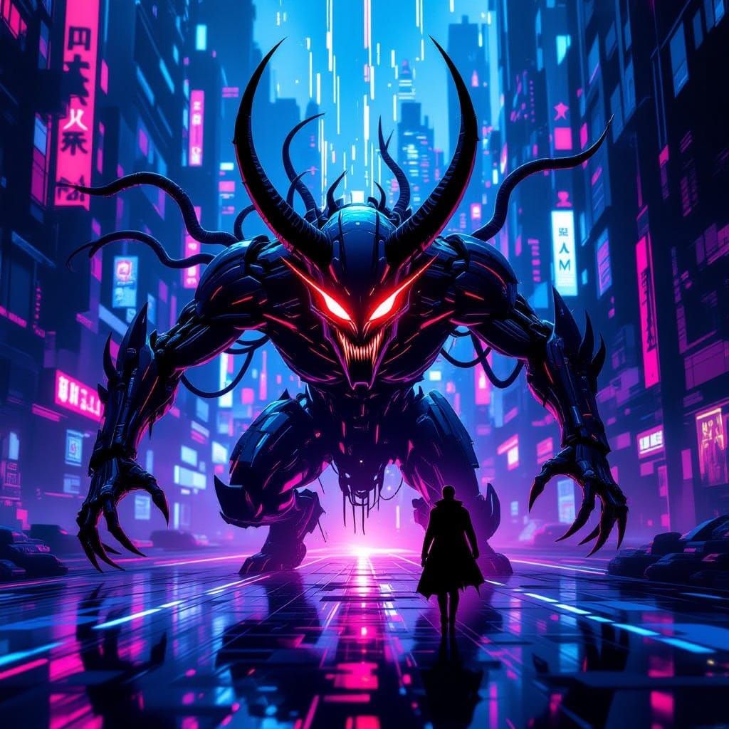 Cyberdemon in a corporate Black Ice space hunt a decker