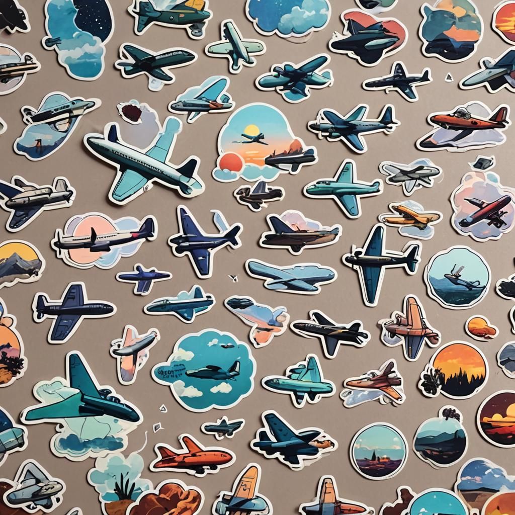 Aesthetic Airplane Stickers: Modern Art Designs