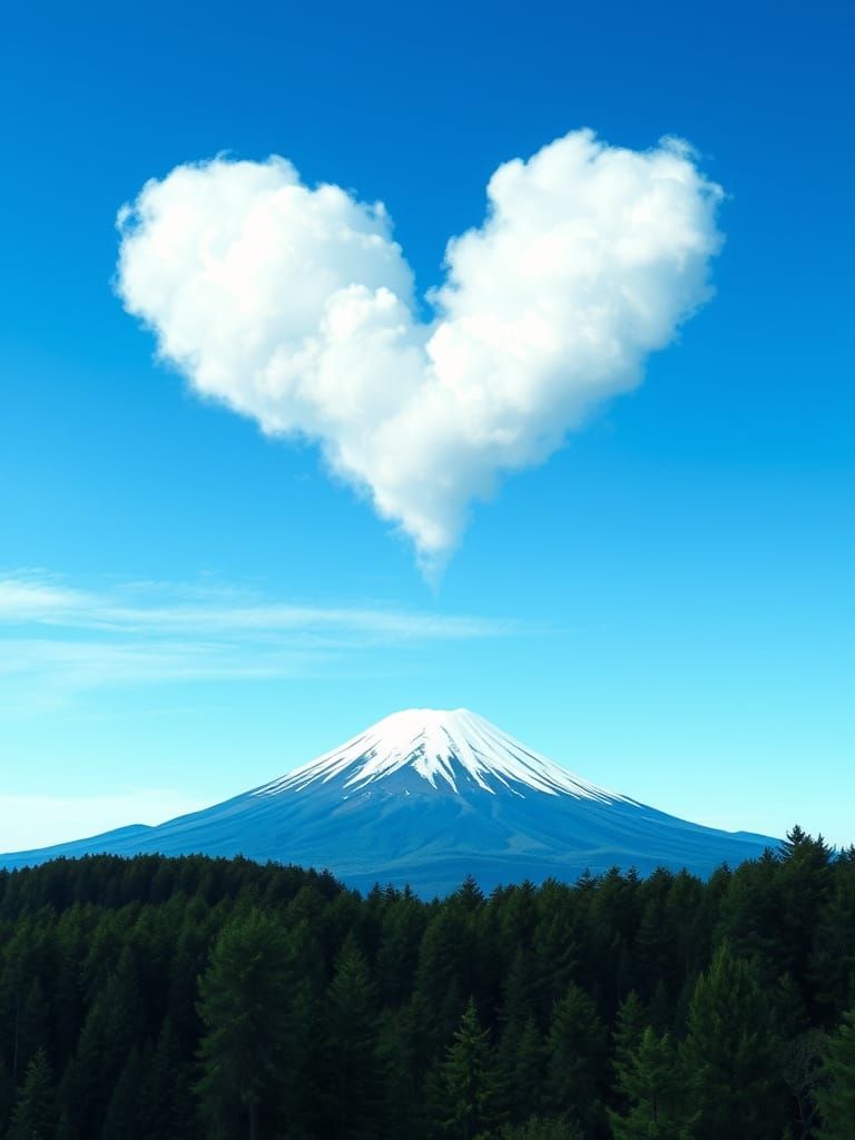 Japanese Landscape with Fuji Mountain in Van Gogh Style