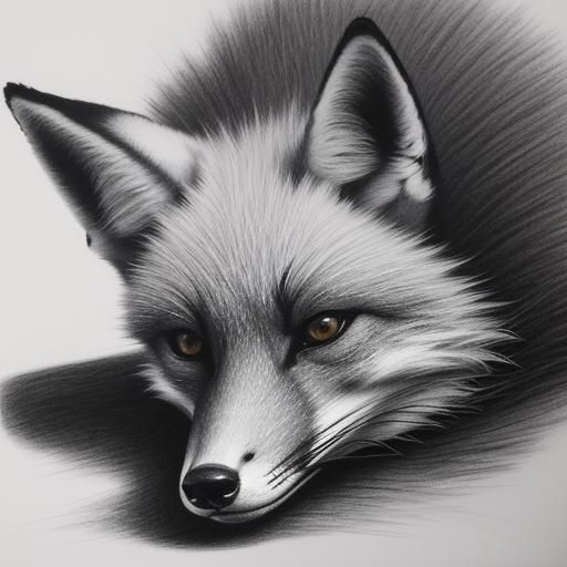 Detailed Charcoal Fox Inspired by Folk Art