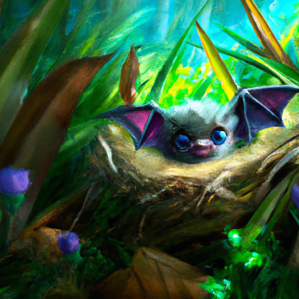 Cute Winged Creature in Magical Forest: Fantasy Art