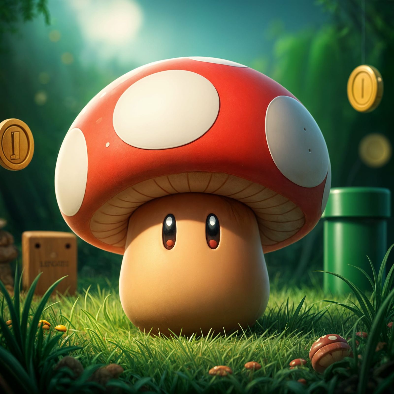 Mario Power-Up Mushroom in Vibrant Colors