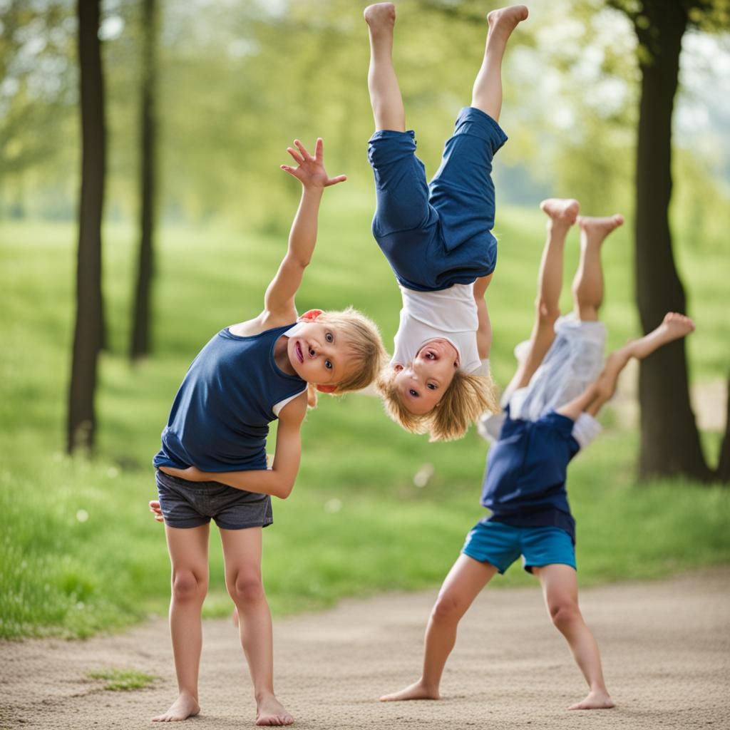 Children Cartwheeling