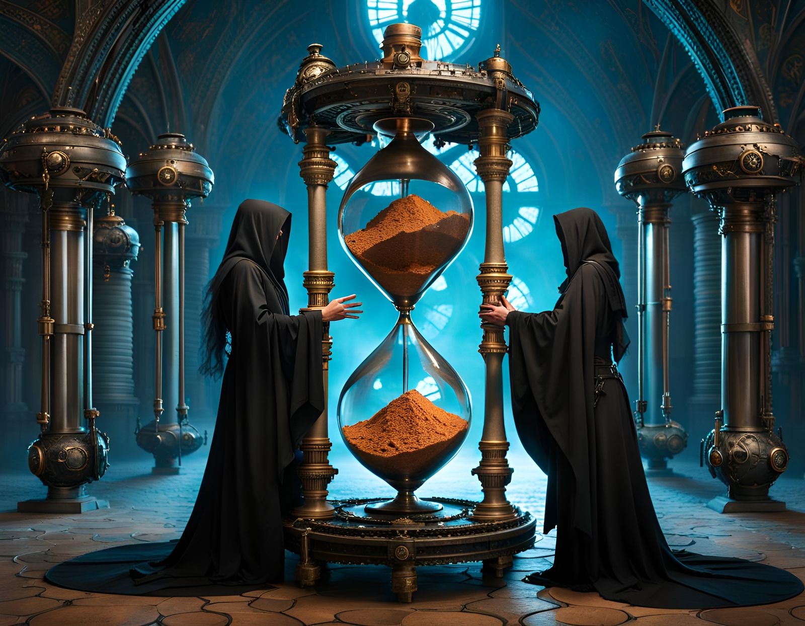 Steampunk Hourglass with Sisters of Fate