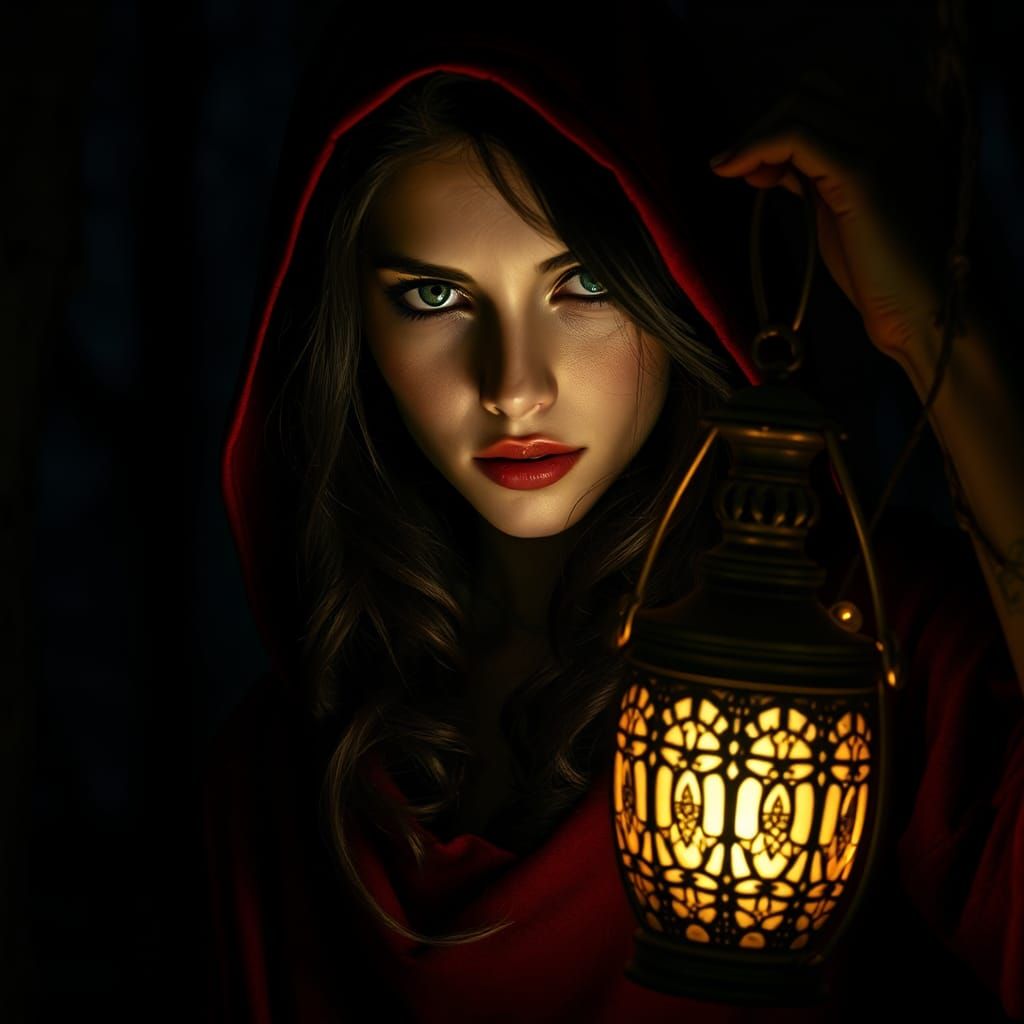 Dark Fantasy Portrait in Crimson and Gold