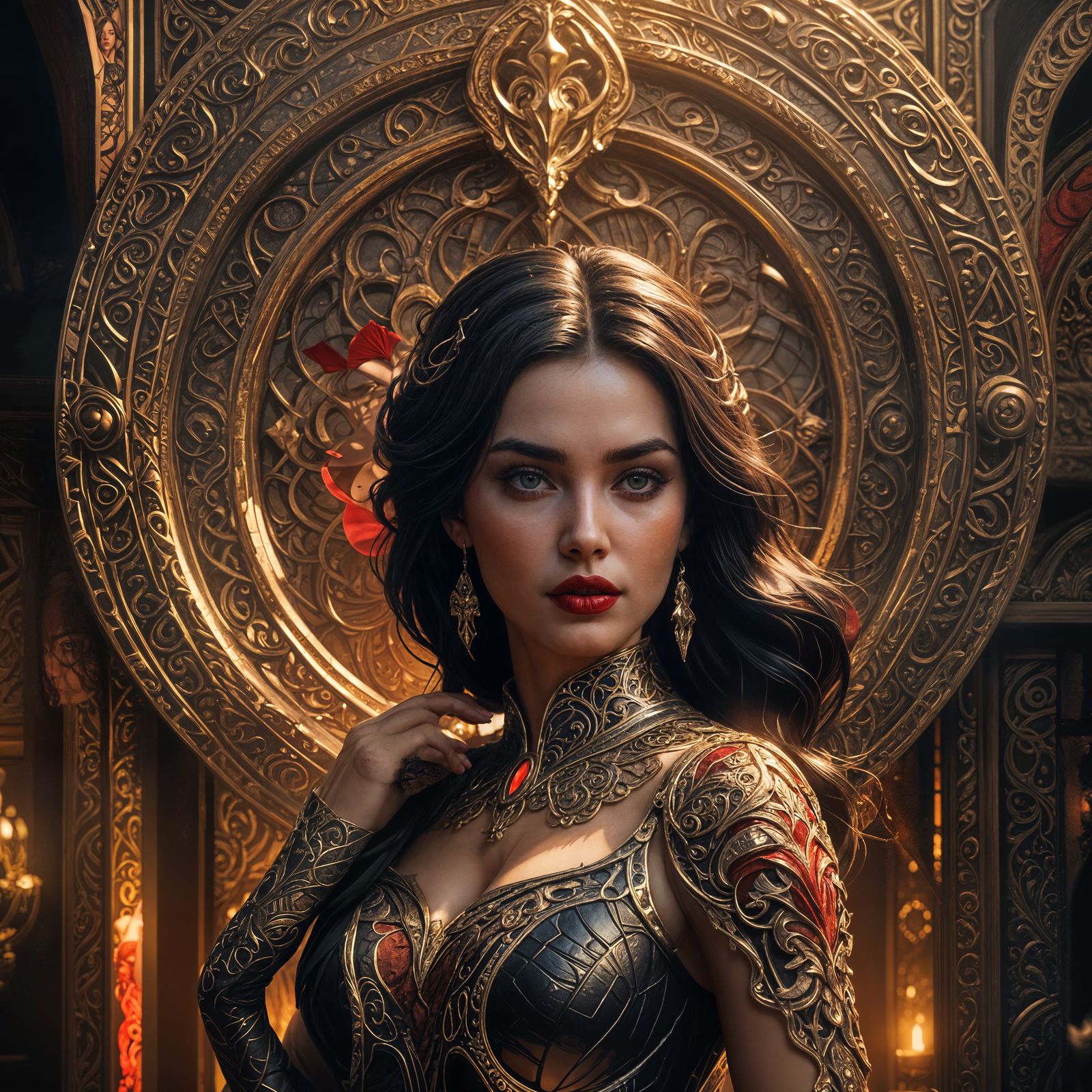 Voluptuous Woman: Detailed Matte Painting in Fantasy Style