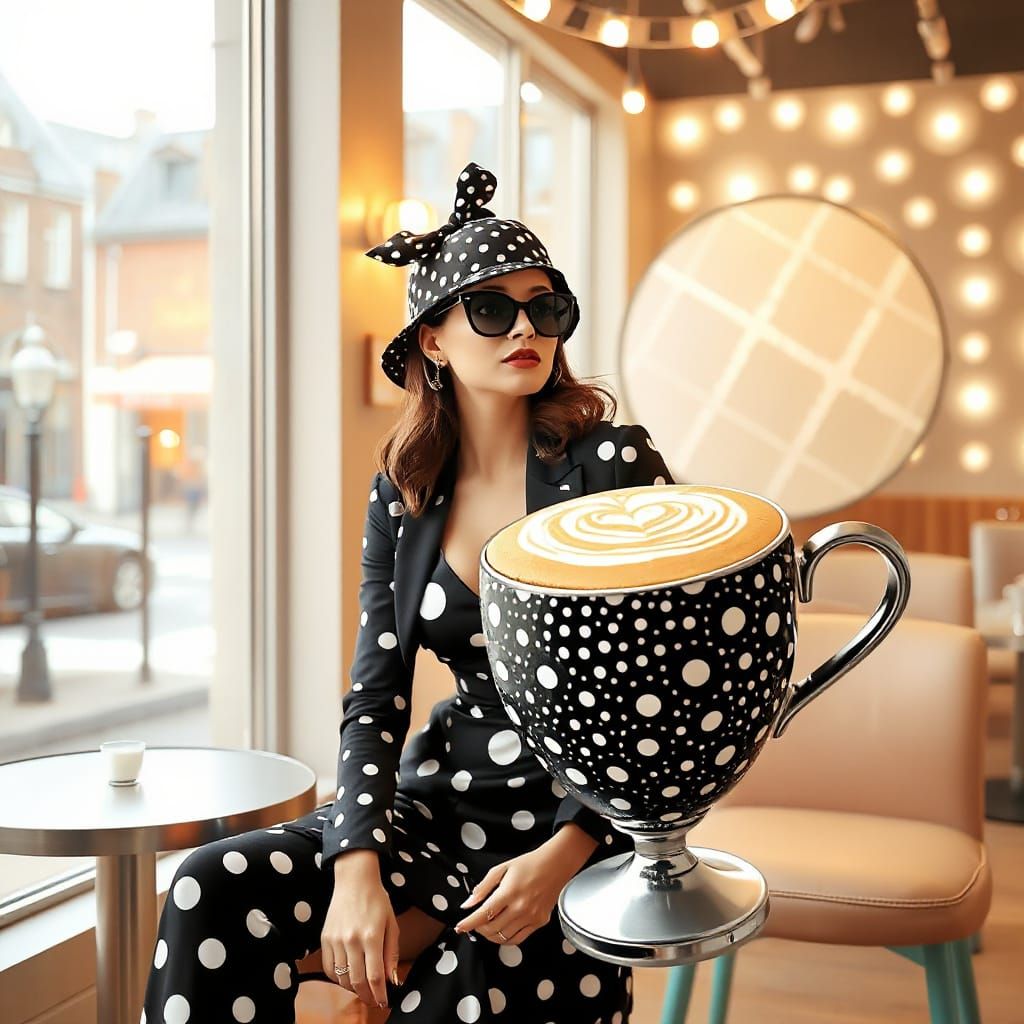 Polka Dot Fashionista in 3D Polka Dot Cafe