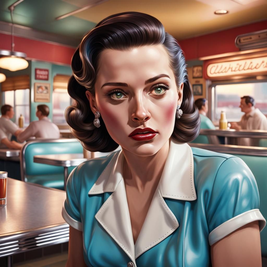 Hyperrealistic 1950s Diner Concept Art
