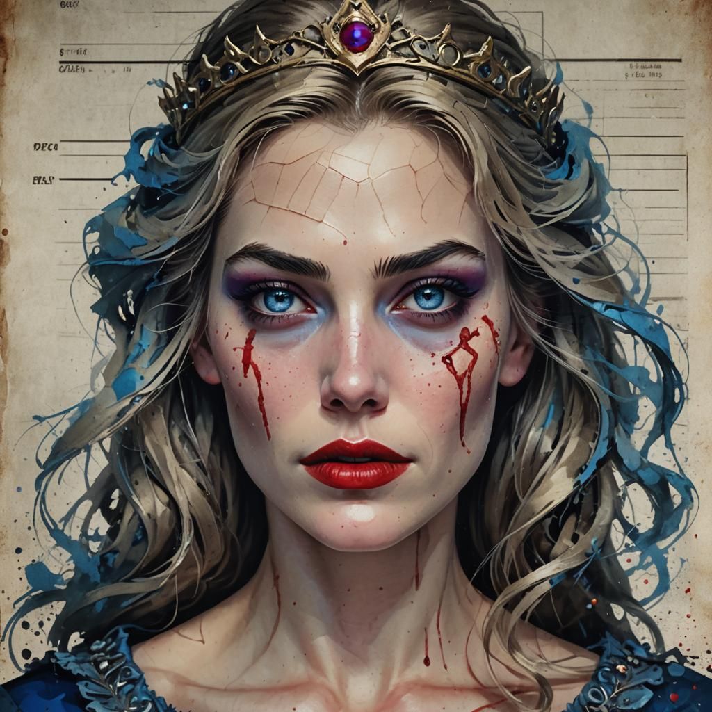 Sleeping Beauty's Defiant Mugshot: Ultra-Realistic Portrait